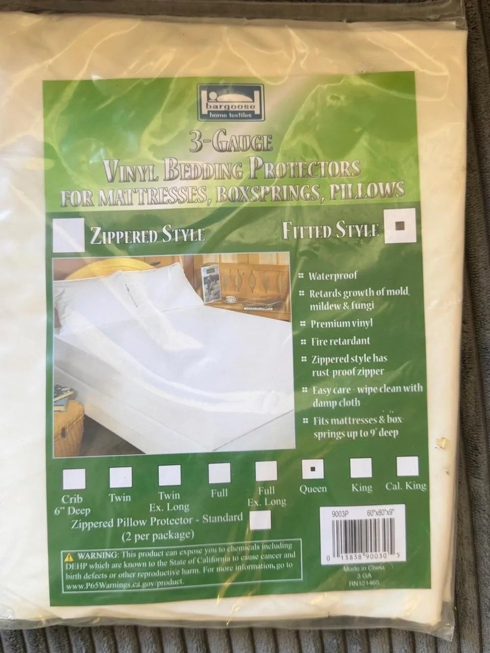 White Vinyl fitted Mattress Protector - queen-Waterproof
